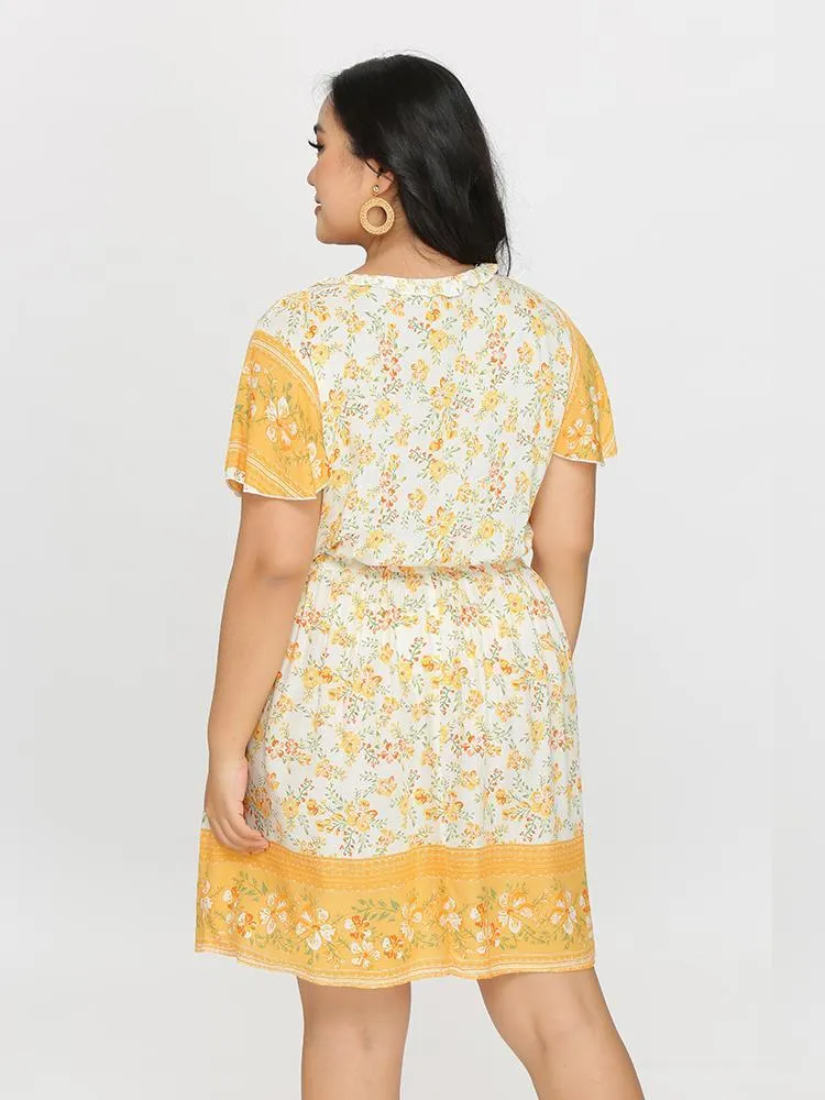 Tassels Ditsy Printed Dress