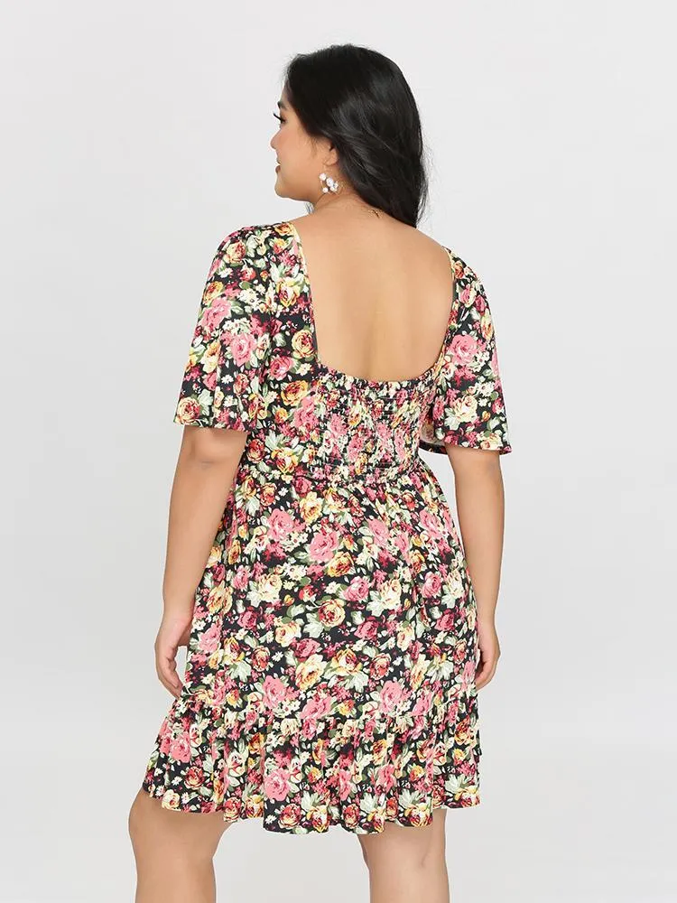 Ditsy Floral Backless Dress