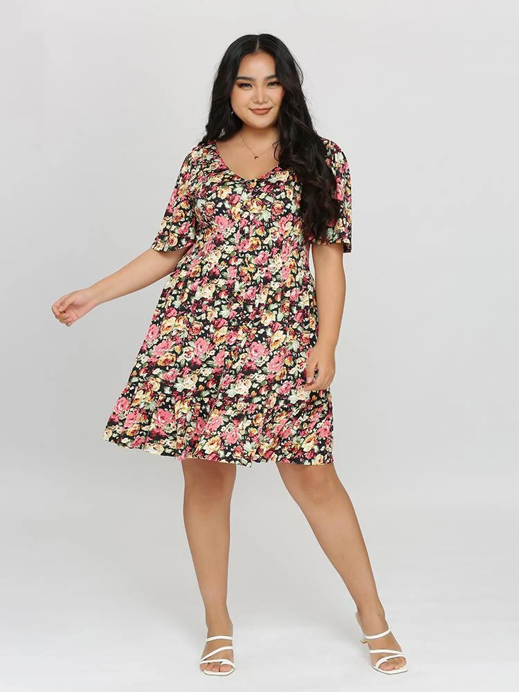 Ditsy Floral Backless Dress
