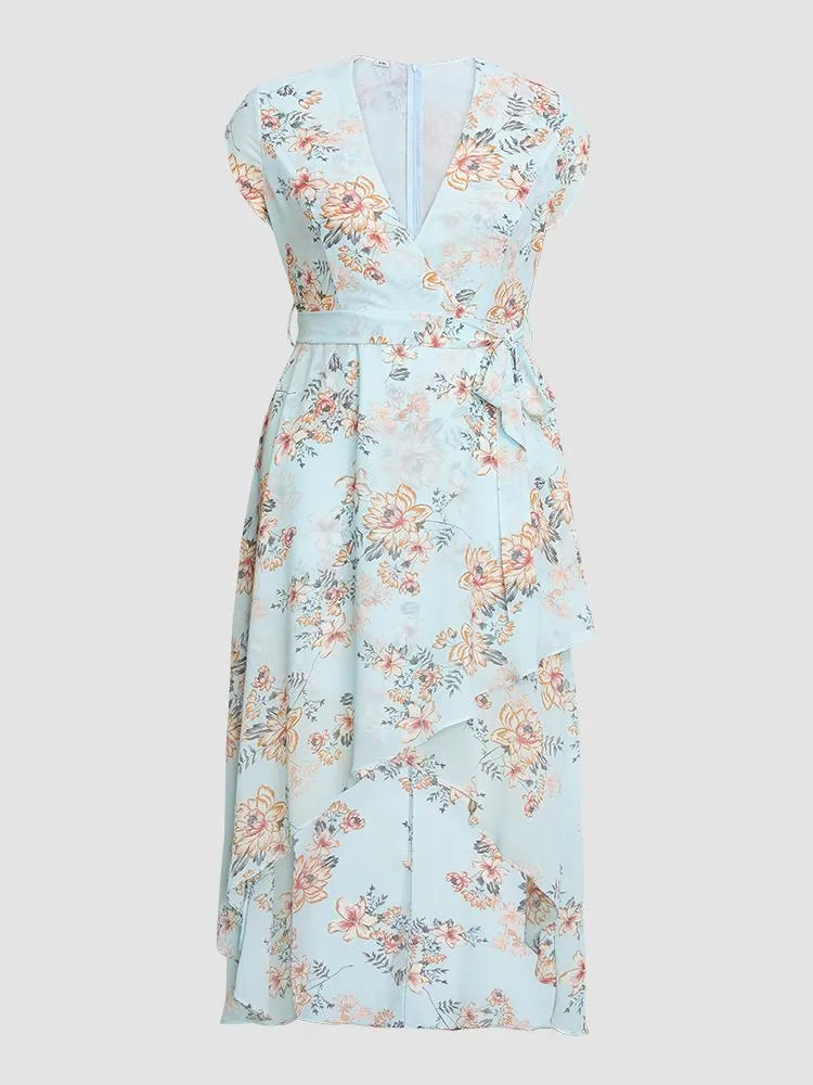 Waist Ribbon Floral Dress