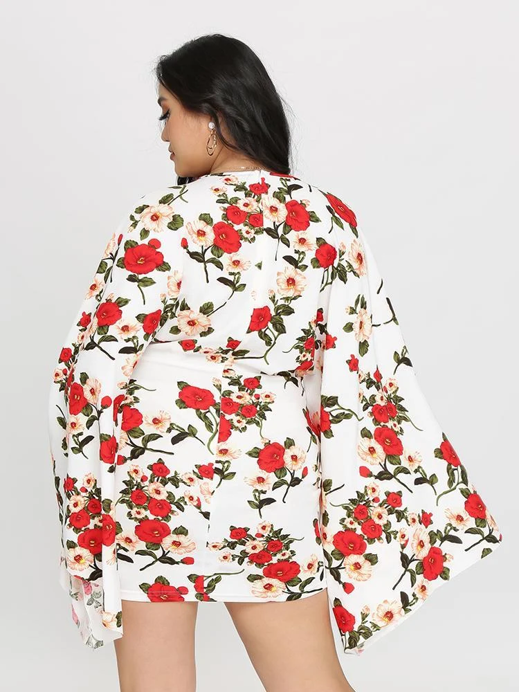 Floral Dolman Sleeve Dress