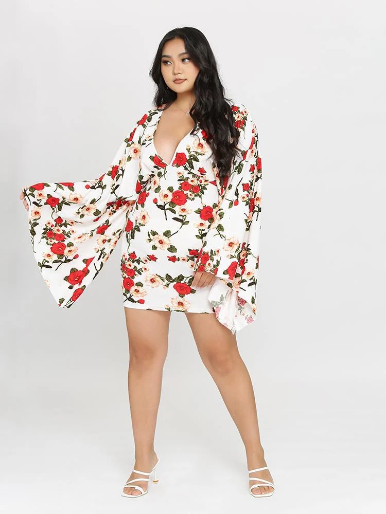 Floral Dolman Sleeve Dress