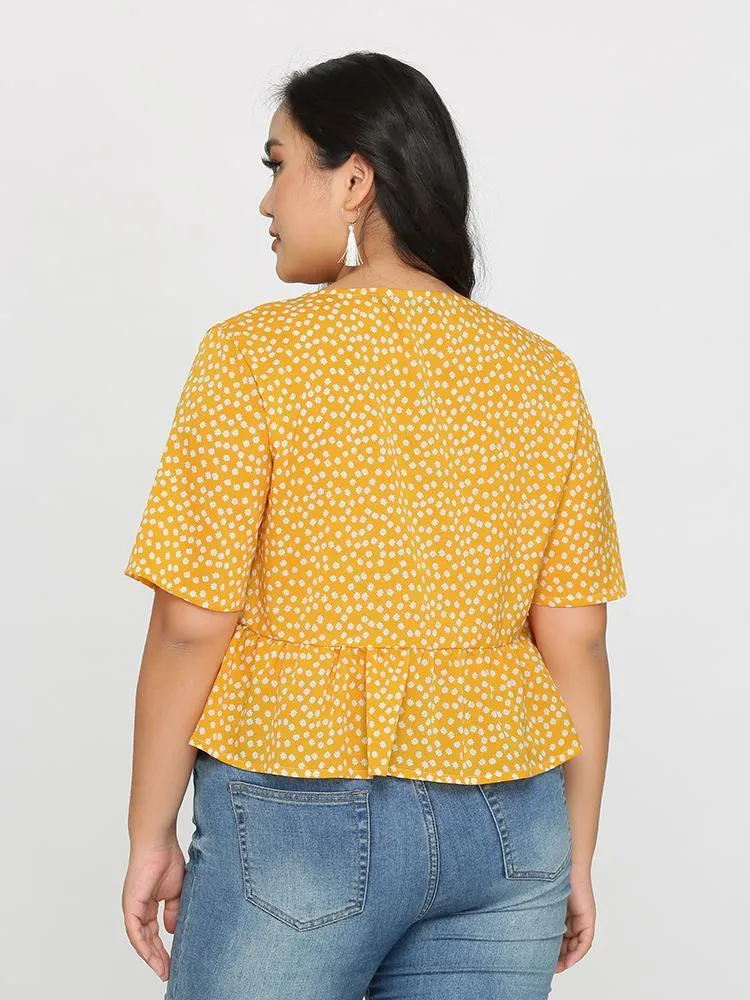 Floral Tie Peplum Blouse