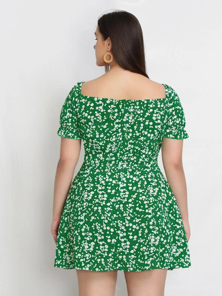 Ditsy Tie Milkmaid Dress