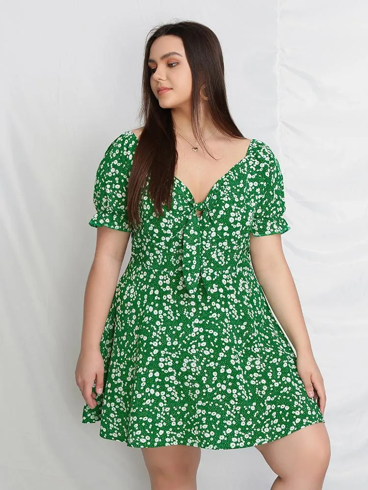 Ditsy Tie Milkmaid Dress