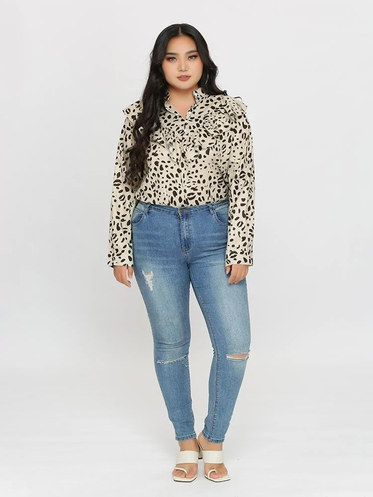 Leopard Ruffle Blouse