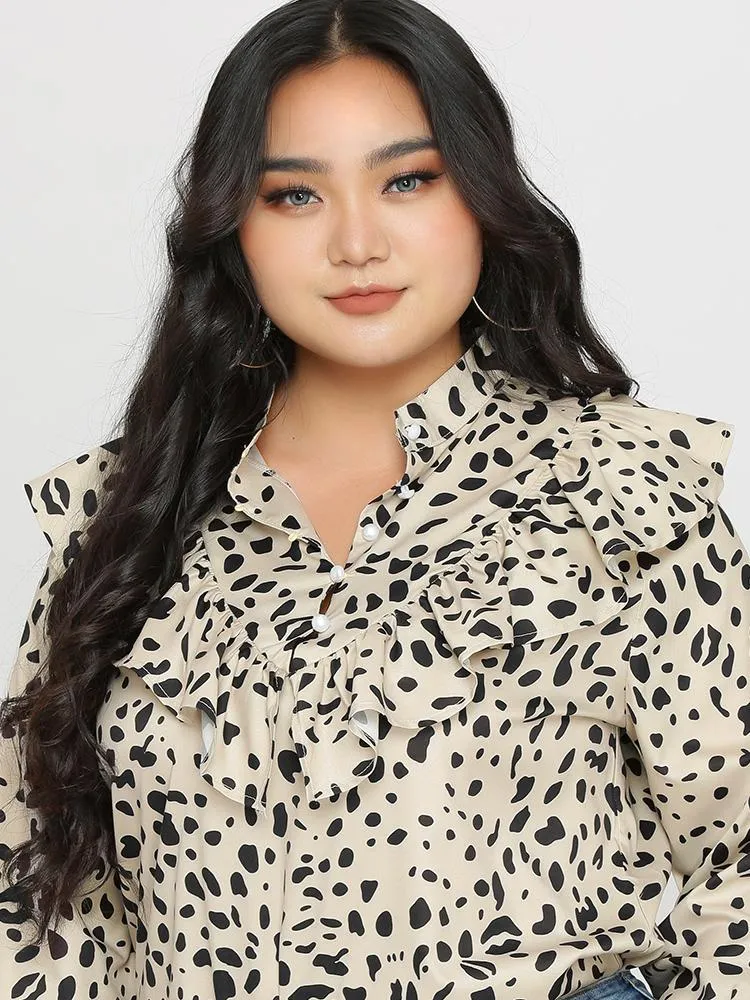 Leopard Ruffle Blouse