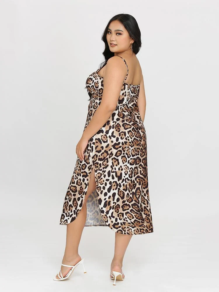 Leopard Slit Cami Dress