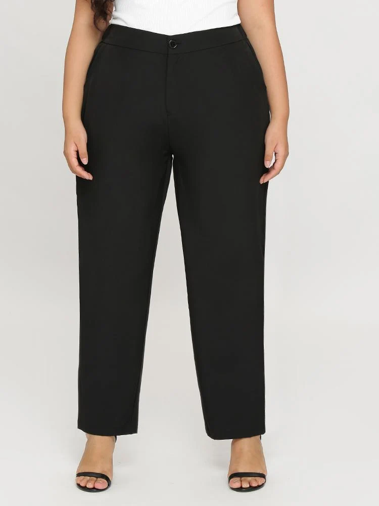 Elastic Waist Straight Pants