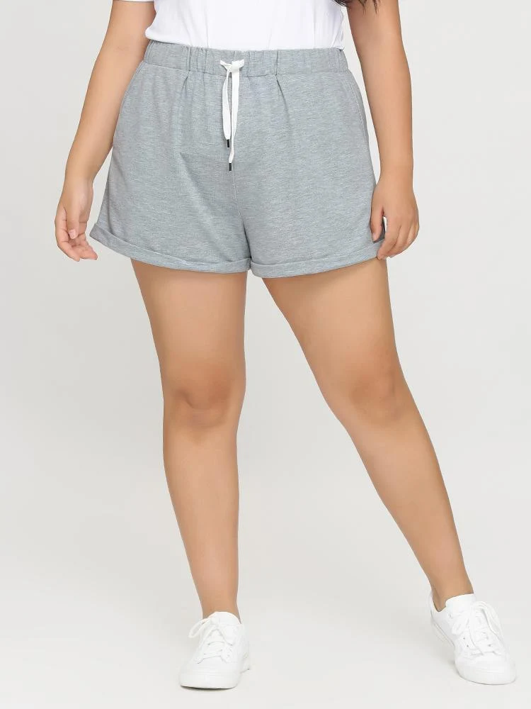 Drawstring Waist Solid Shorts