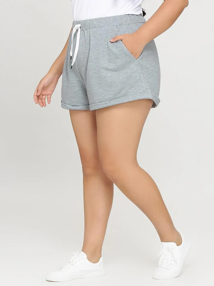 Drawstring Waist Solid Shorts
