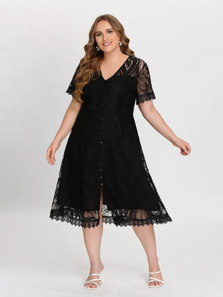 Lace Button Front Dress