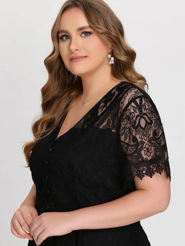 Lace Button Front Dress
