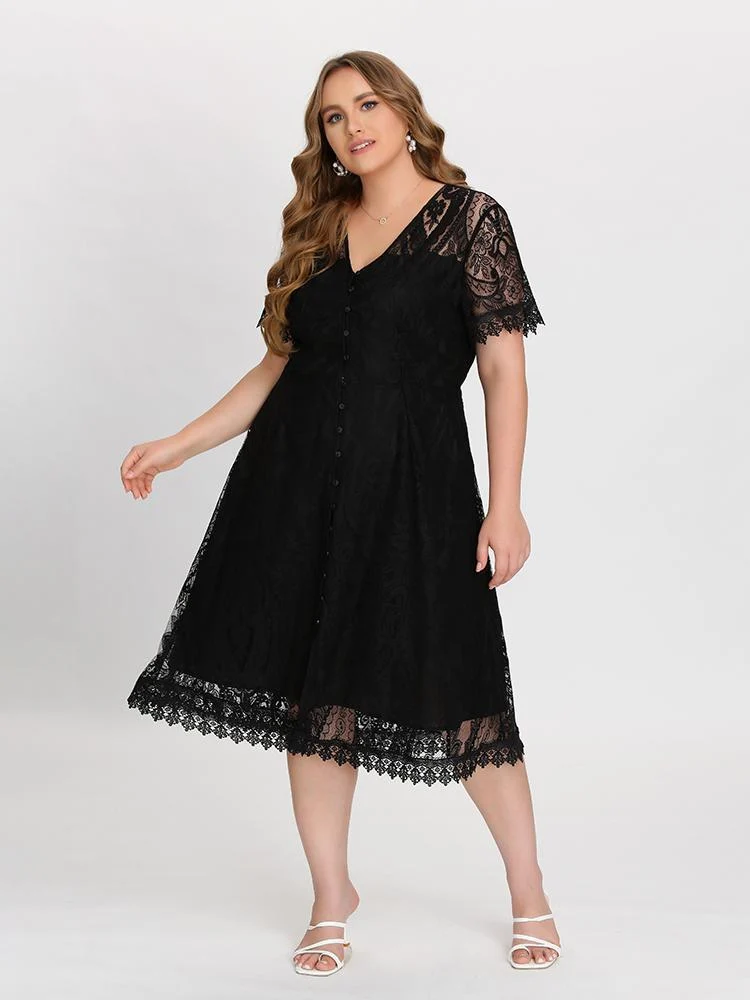 Lace Button Front Dress