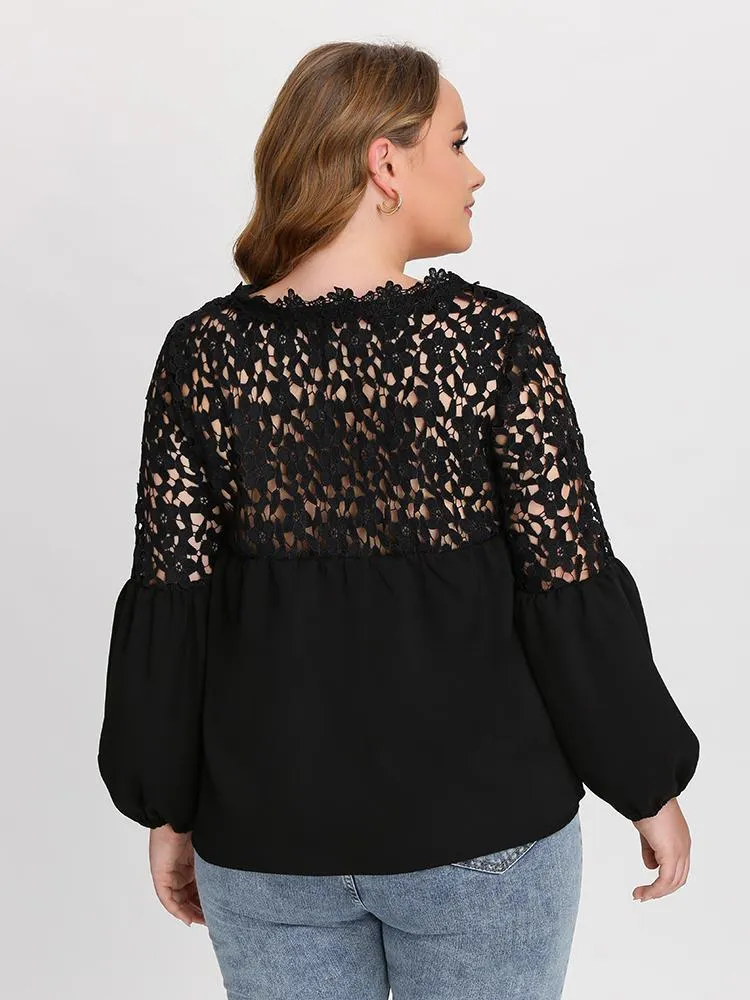 V-Neck Lace Blouse