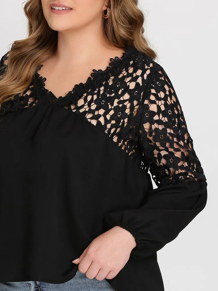V-Neck Lace Blouse