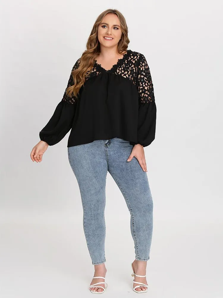 V-Neck Lace Blouse