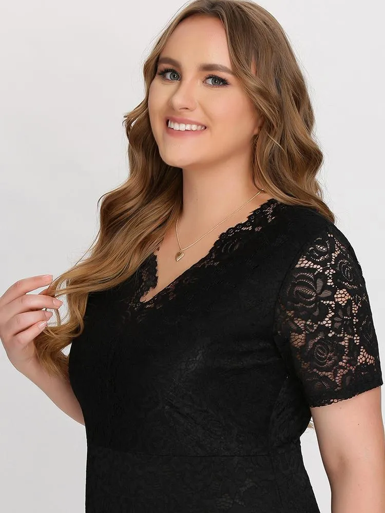Lace Short Sleeve Dress