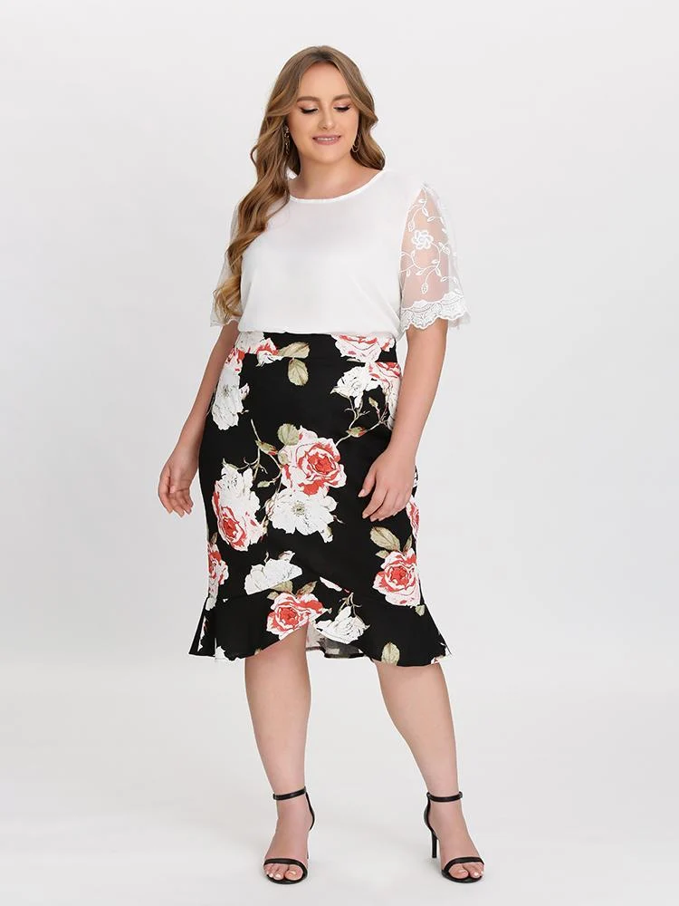 Lace Mesh Sleeve Blouse