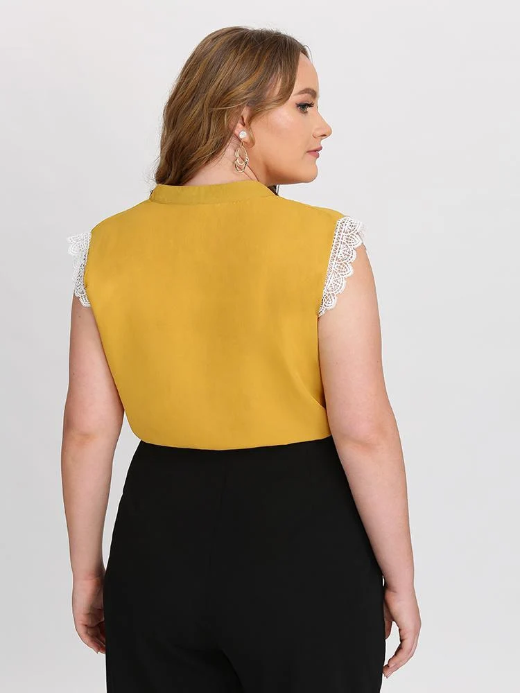 Lace Collar V-Neck Blouse