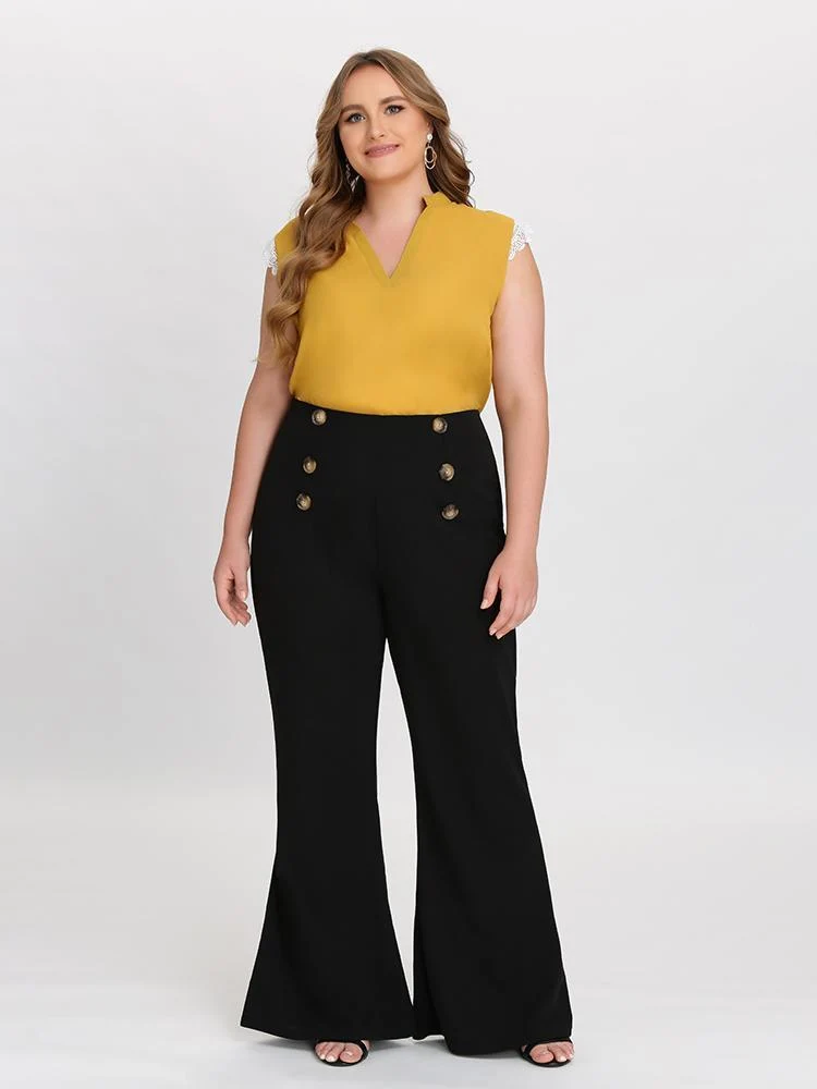 Lace Collar V-Neck Blouse