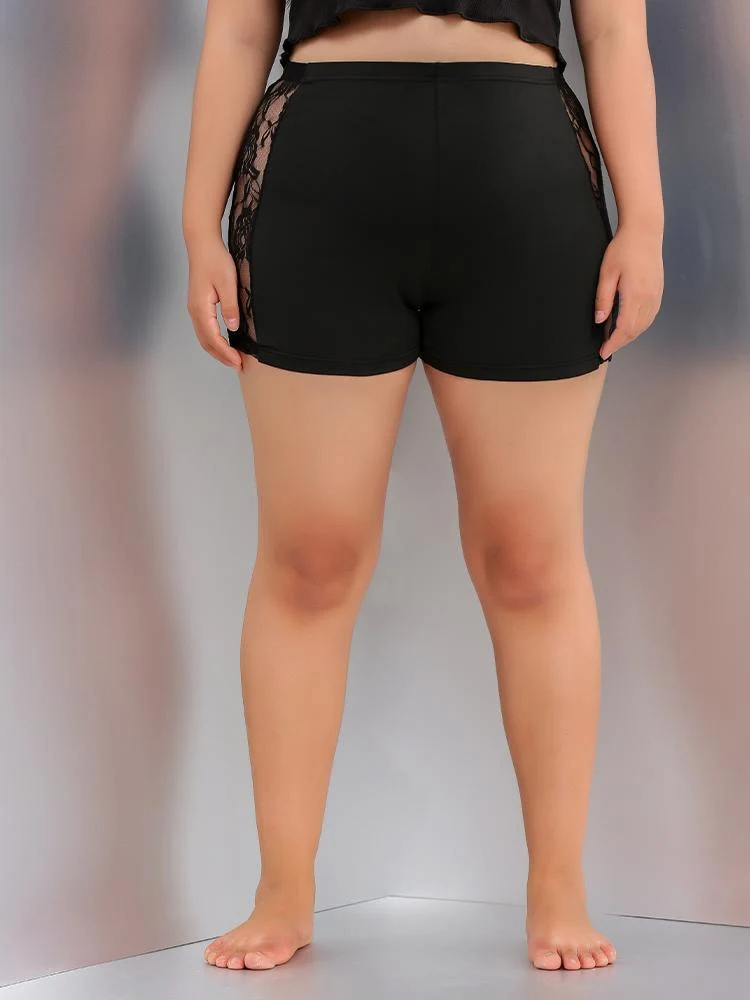 Plus Contrast Lace Biker Shorts