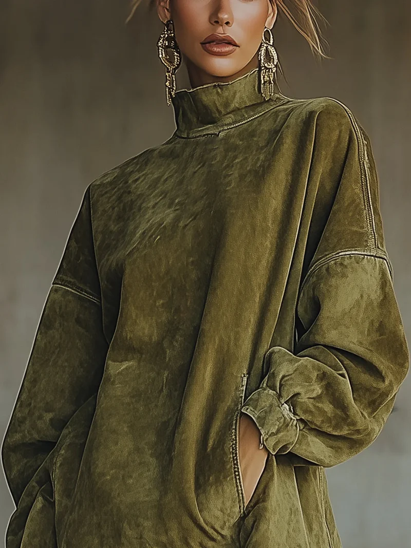 Margaux | Robe midi élégante à col roulé