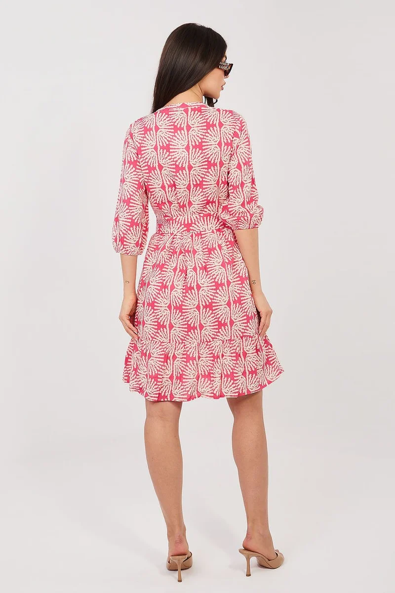 Robe courte rouge fluide imprimé fleuri