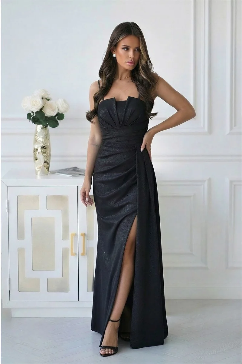 Robe de soirée longue fendue noire