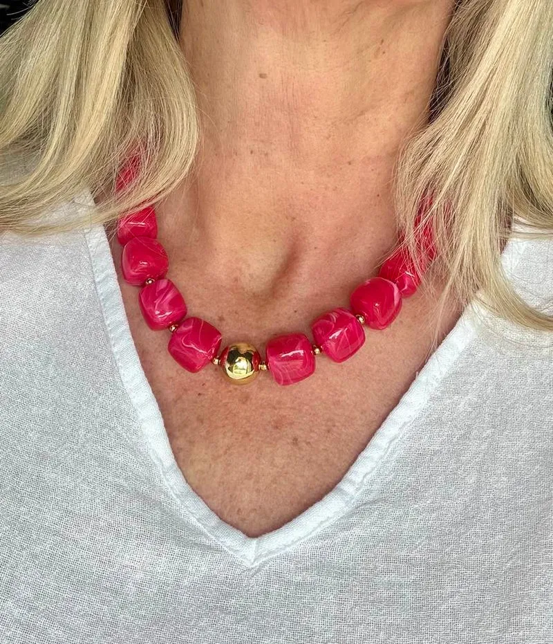 Collier Milan framboise