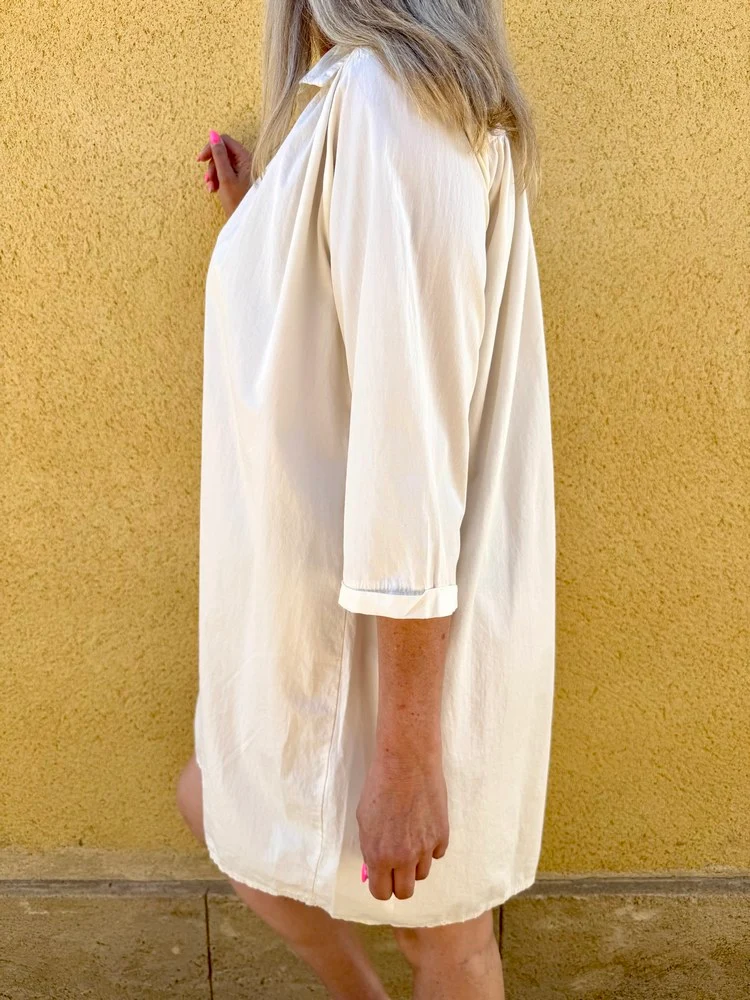 Robe en coton Matilda beige/crème