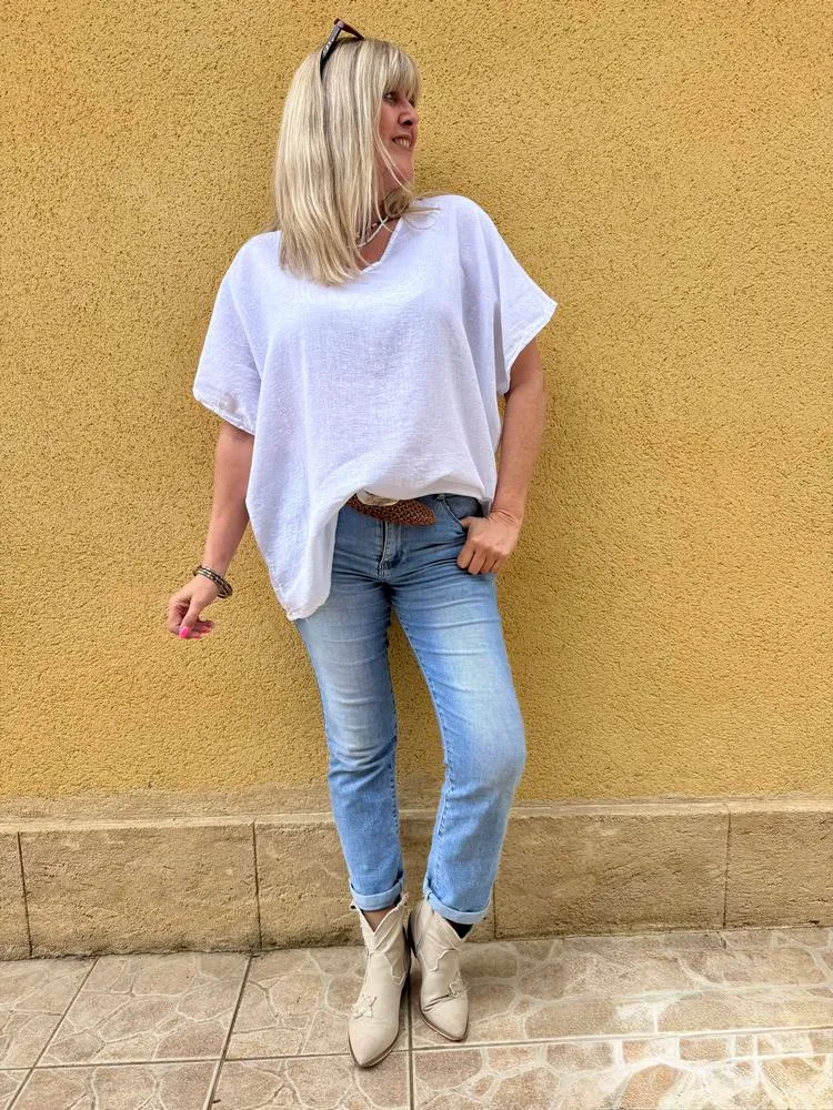 Teeshirt coton et lin Mattéo blanc