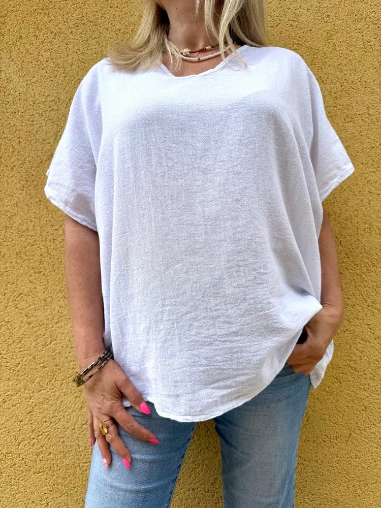 Teeshirt coton et lin Mattéo blanc