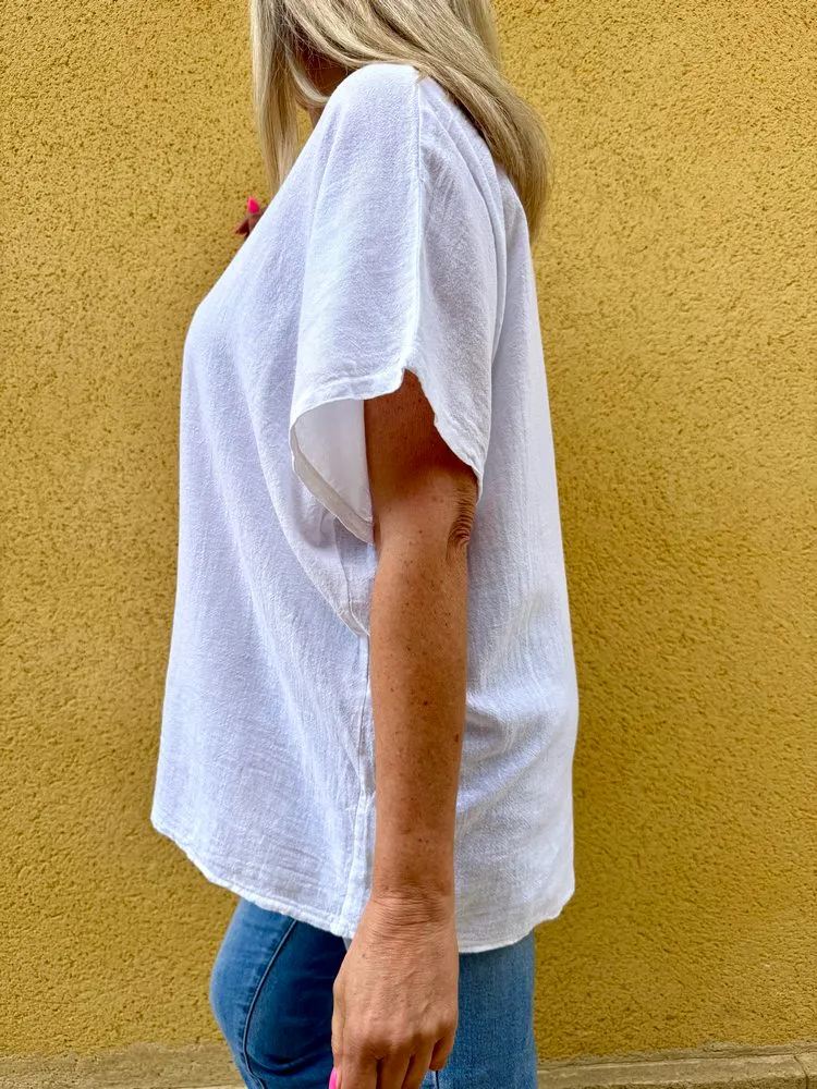 Teeshirt coton et lin Mattéo blanc