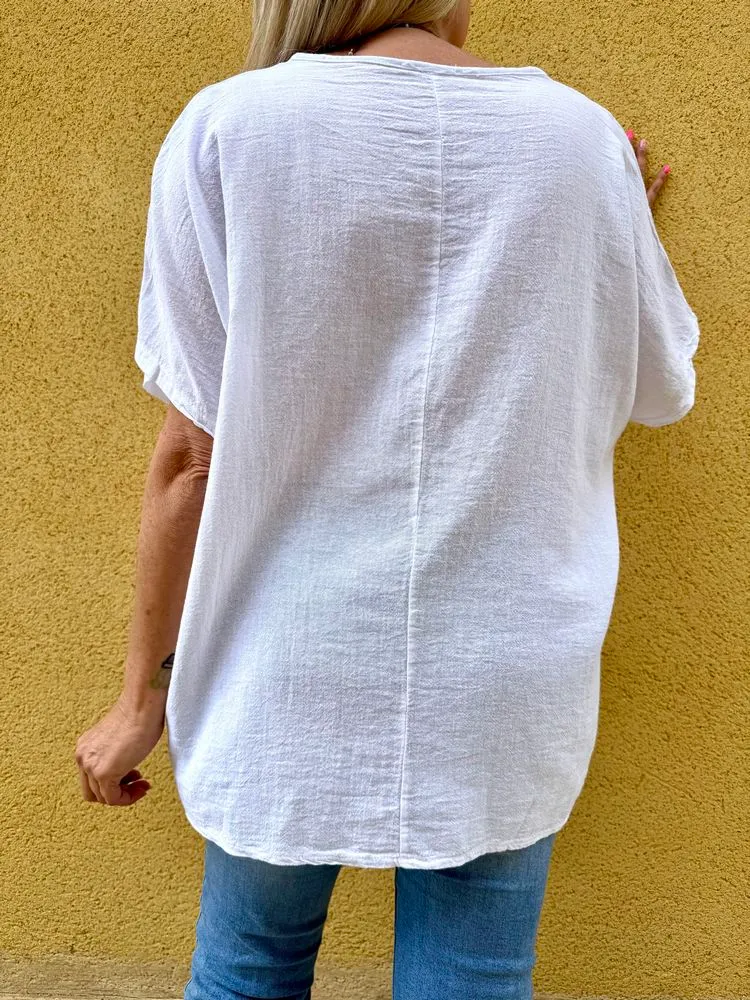 Teeshirt coton et lin Mattéo blanc