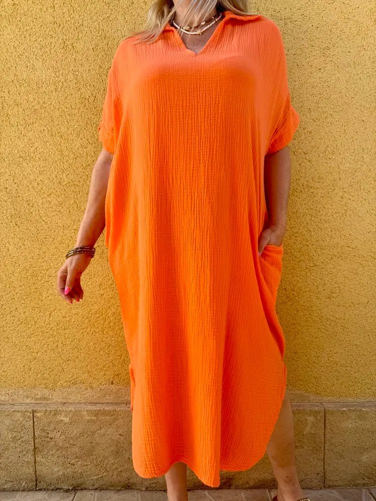 Robe gaze de coton Léa orange