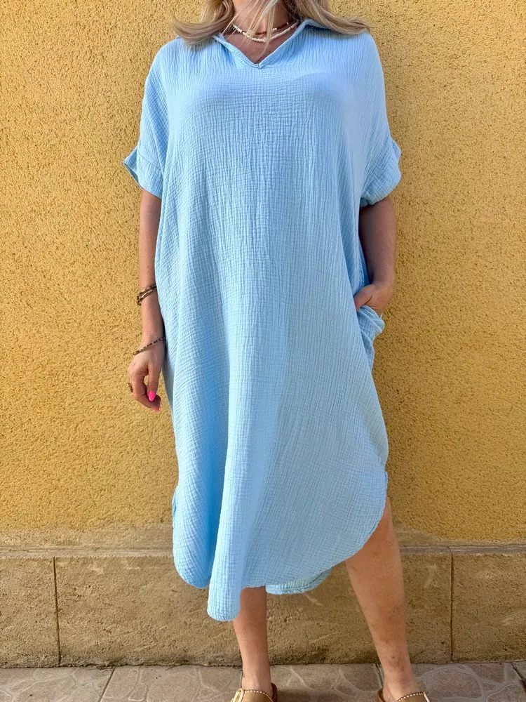 Robe gaze de coton Léa bleu ciel
