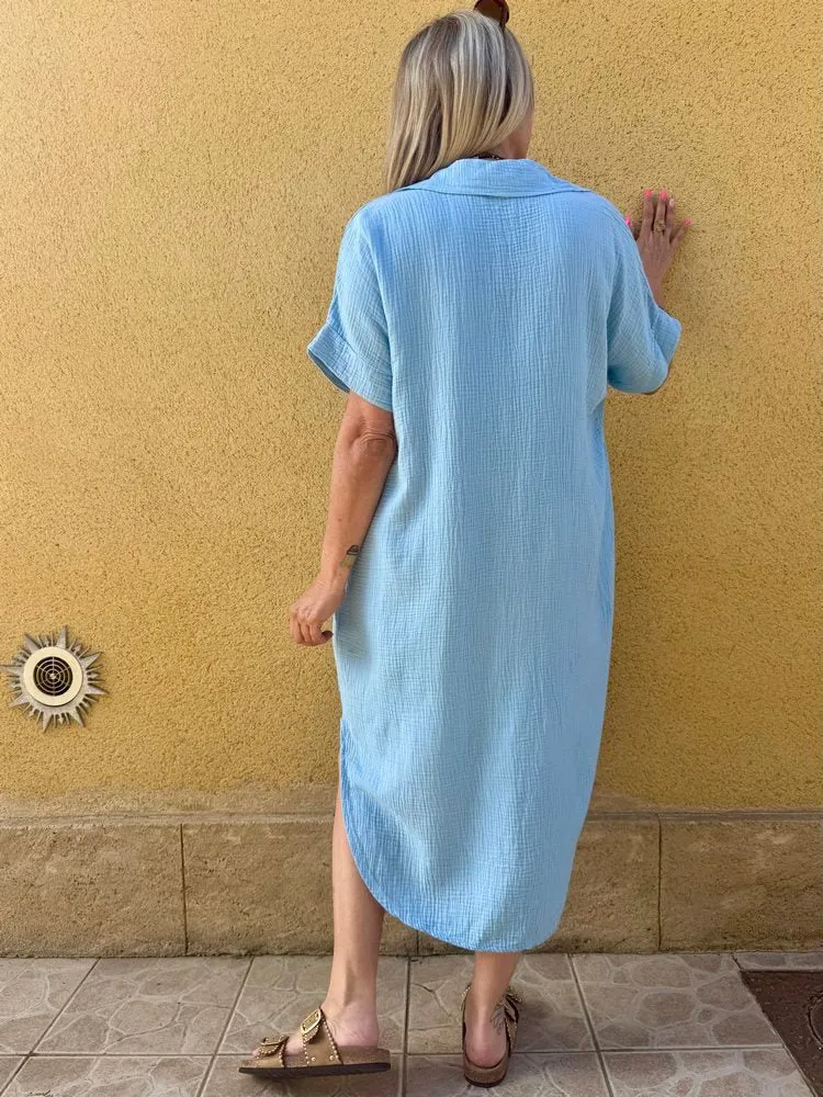 Robe gaze de coton Léa bleu ciel