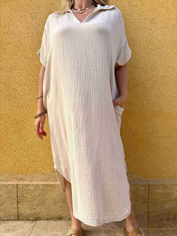 Robe gaze de coton Léa beige