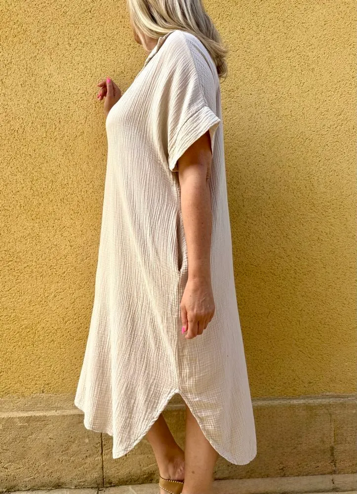 Robe gaze de coton Léa beige