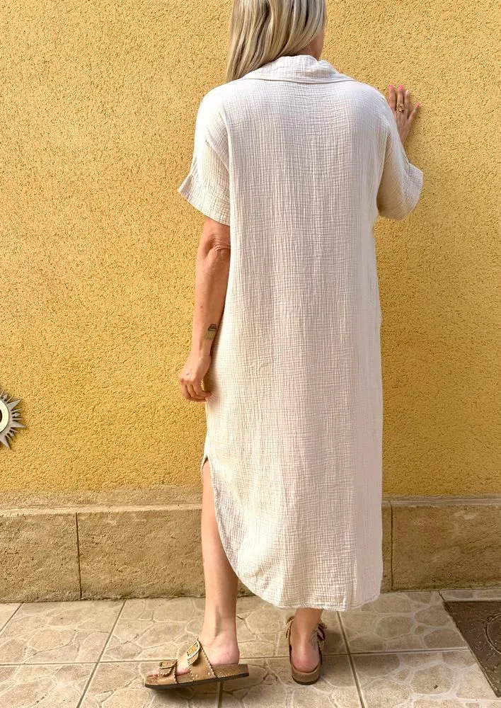 Robe gaze de coton Léa beige