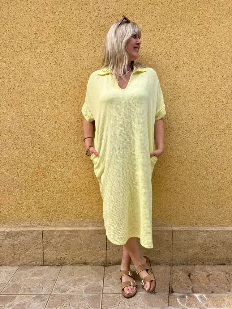 Robe gaze de coton Léa jaune