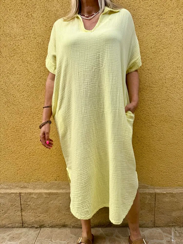 Robe gaze de coton Léa jaune