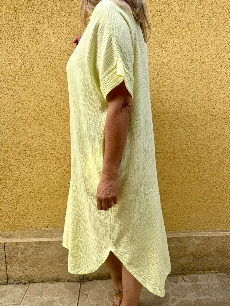 Robe gaze de coton Léa jaune