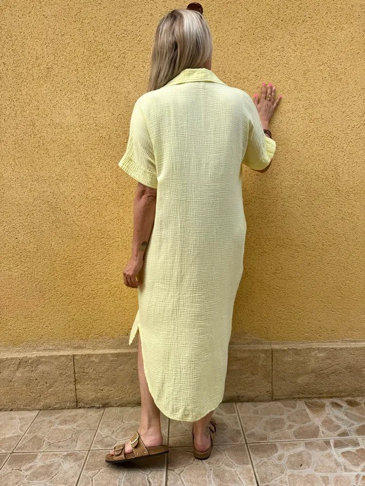 Robe gaze de coton Léa jaune