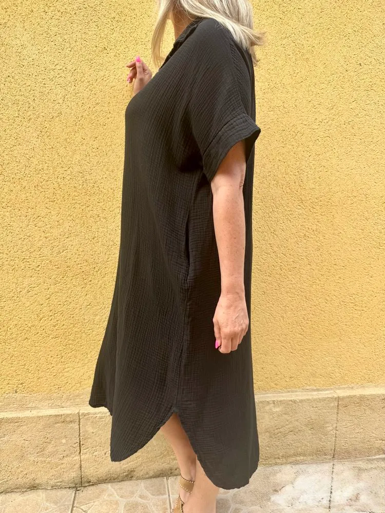 Robe gaze de coton Léa noir