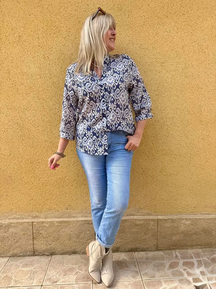 Chemise Paola Ethnique bleu