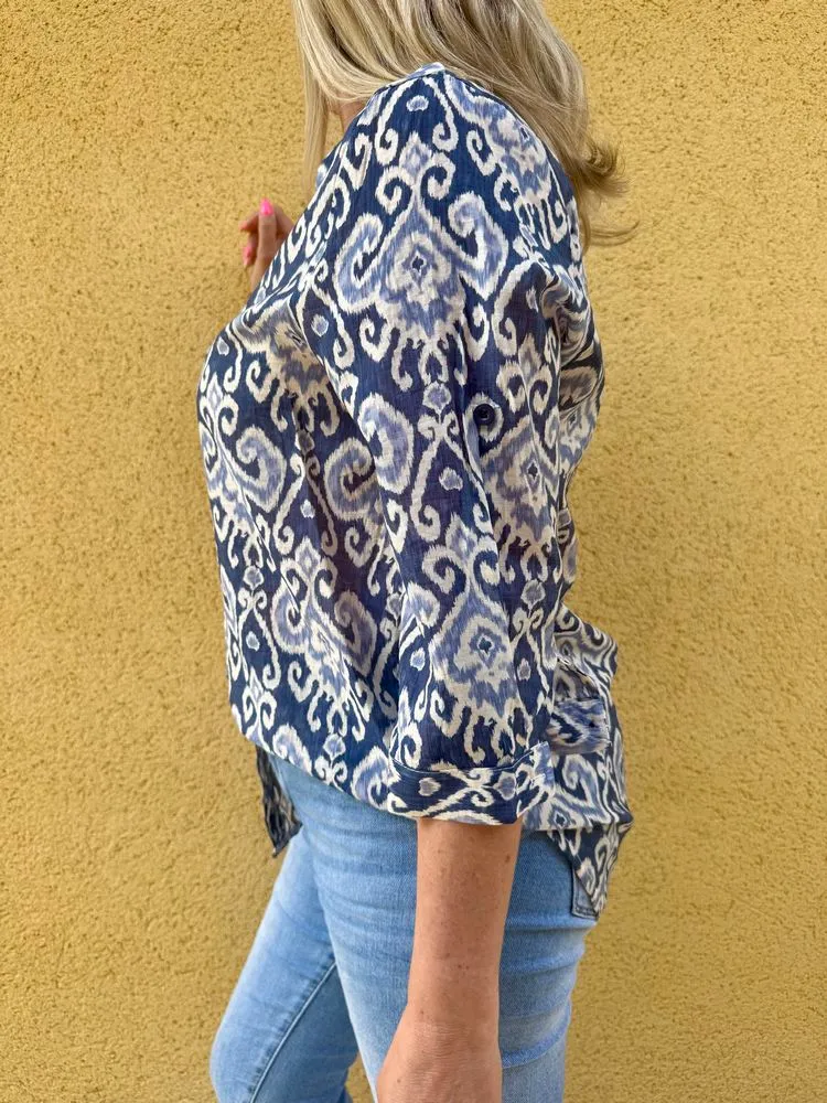 Chemise Paola Ethnique bleu