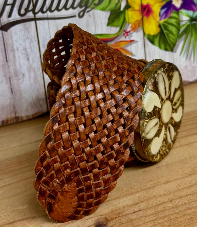 Grande ceinture en cuir Léa camel