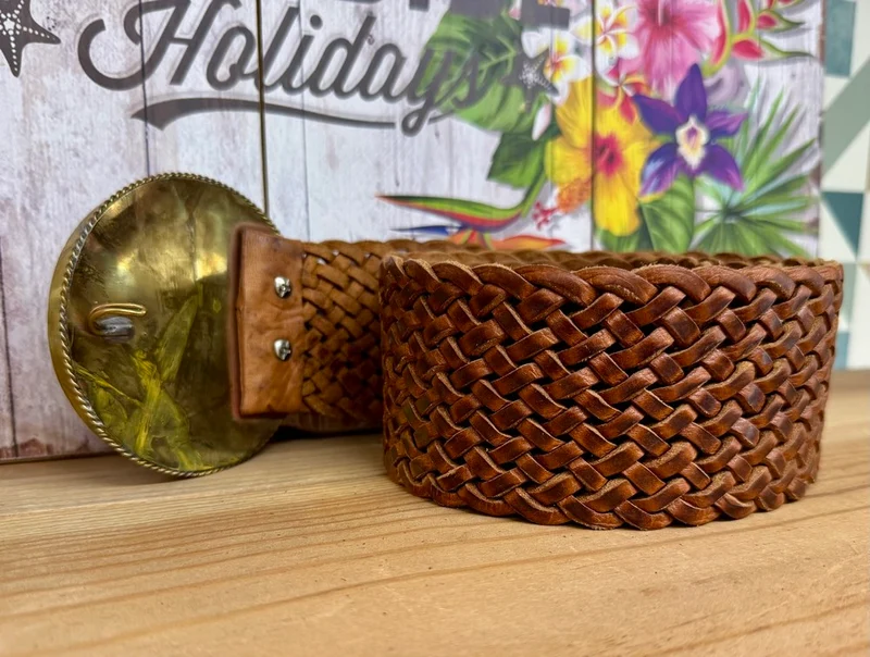 Grande ceinture en cuir Léa camel